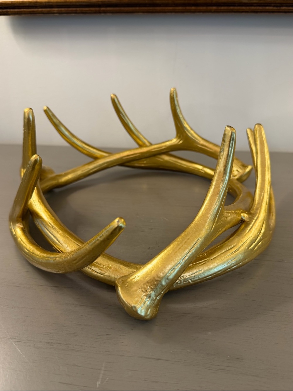 Gold Metal Antler Round Centerpiece Holder Holiday Thanksgiving 12” Decor